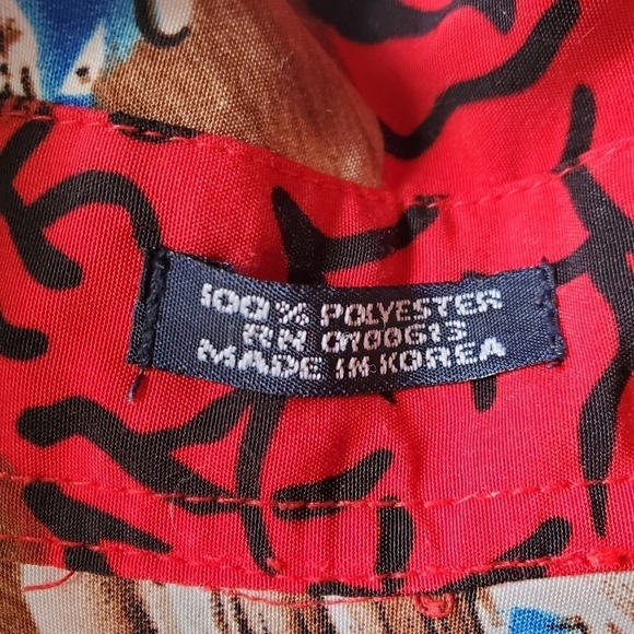 K.A.D. Clothing red antique retro car button down XL 100 Poly Great trav… - Picture 5 of 9